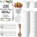 Layhit 102 Pcs Baby Shower Small Succulent Pots Wedding Party Favors Set White Mini Pot and Let Love Grow Tag Greenery Sign for Guest Favor Gifts Baby Shower Bridal Birthday Parties