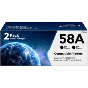 58A CF258A Toner Cartridge Black Compatible for HP 58A CF258A High Yield Toner Cartridge for HP LaserJet Pro M404n M404dn MFP M428fdw M428fdn M428dw Printer 2 Pack with Chip