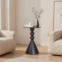 Metal Round Martini Table,Vintage Drum Side End Table,Modern Nightstand Accent Pedestal Tables Drink Tables for Small Space Living Room, Bedroom,Black
