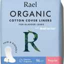 Rael Incontinence Liners for Women, Organic Cotton Cover, Postpartum Essential, Moderate Absorbency, Bladder Control, 4-Layer Core with Leak Guard Technology (Regular, 96 Count)