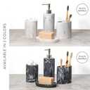 ZCCZ Bathroom Accessories Set, 4-Piece Marble Pattern with Soap Dispenser, Toothbrush Holder, Tumbler, and Soap Dish for Modern Bath Dcor, Elegant and Durable Design for Home or Office Bathrooms (Black Marble Look Rounded)