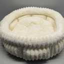 BALANCE Cat Bed Kitten Bed, Washable Round Cat Beds for Indoor Cats,Super Soft Plush Faux Fur Pet Bed for Puppy and Kitten with Anti-Slip Bottom (Winter White)