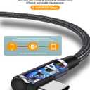 26FT 60W USB C to USB C Right Angle Fast Charging Cable,Long Cord Nylon Braided, Type C Charger Cord for,Apple-iphone 15,Sam-sung GalaxyS24 S23 S22 A15,iPad Pro/Air,Pixel 5/4 XL,One-Plus 8T,PS5 (Grey)