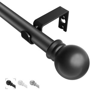 Black Curtain Rods for Windows 36"- 48", Decorative Drapery Rod Adjustable by Splicing, 5/8 inch Small Curtain Rod for Bedroom, Living Room, Kitchen and Outdoors
