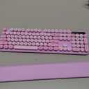 Wireless Keyboard and Mouse ComboRound Keycaps, FullSize Retro Typewriter Keyboard with Detachable Wrist Rest, Sleep Mode & Tilt Legs, 2.4GHz Cordless Connection for Mac/Windows/PC (Lavender Purple)