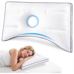 Ear Piercing Pillow for Side Sleepers - Relieves Ear Pain & Pressure, Supports Piercing & Surgery Recovery, Adjustable Cotton Fill with Ergonomic Ear Hollow, Washable Cover