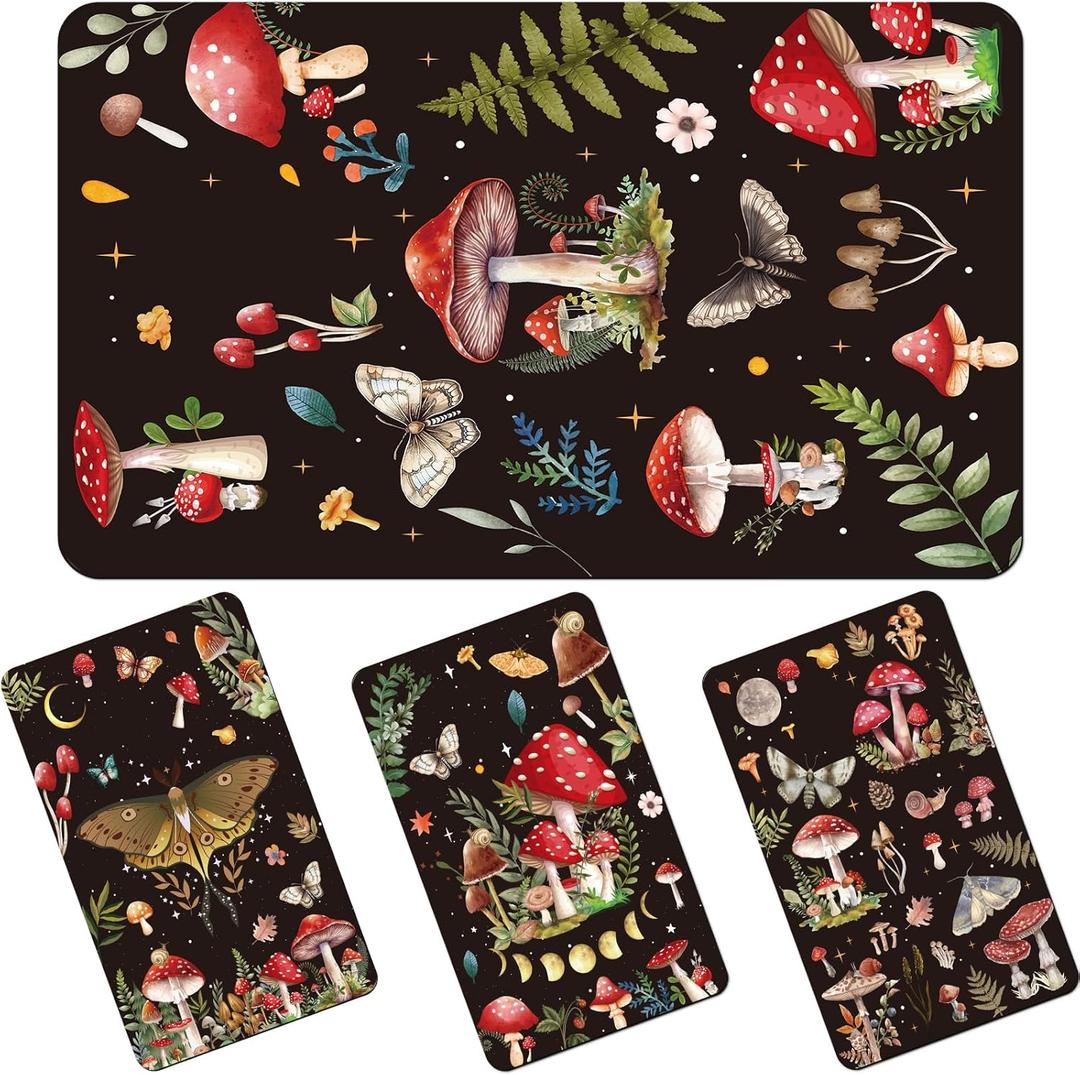 10 x Bohemia Credit Card Skin - 4 Pcs Mashroom Butterfly Debit Skin Stickers Boho Themed Credit Decal Cover Set for Transportation Key Debit Bus Cards
