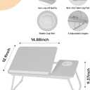 Lap Desk for Couch/Sofa/Floor, 5-Angle Adjustable Bed Desk with Foldable Legs &Cup Holder, Light Weight Bed Tray Table for Writing/Eating/Reading, Portable Laptop Stand for Adults, Kids