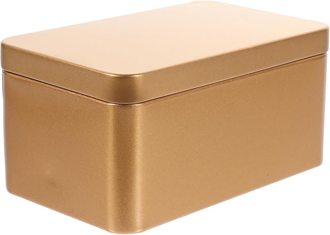 NUOBESTY Rectangular Tinplate Tea Leaf Storage Container 5.11X3.14X2.36 Inch Portable Home Organizer for Candy and Small Item Storage