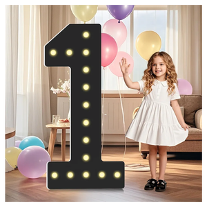 4FT Light Up Numbers,Black Giant Marquee Number Big Mosaic Number 1,Pre-cut Foam Board Set Can Be Used for Birthdays,Weddings,Baby Anniversaries