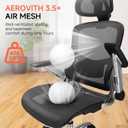 GTPLAYER Big and Tall Ergonomic Mesh Office Chair, High Back Home Desk Chair Computer Gaming Chair with Headrest, Flip-Up Arms, 90-125 Tilt Lock and Wide Cushion, Task Chair for Man Woman-Deep Black