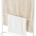 Yamazaki Home Bath Towel Hanger - Bathroom Organizer Storage Holder Dry Rack Steel One Size White