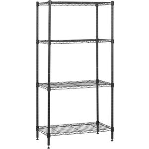 Amazon Basics 4-Shelf Steel Wire Storage Shelves for Garage, Adjustable Metal Shelving Unit, 200 lbs Per Shelf, 23.2" W x 48" H x 13.4" D, Black | Sturdy, Adjustable, Easy Assembly, Storage