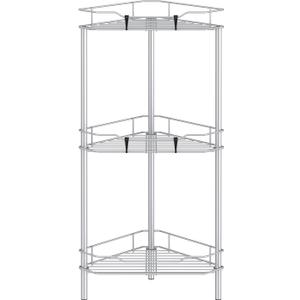 HuggieGems 3 Tier Floor Standing Corner Shower Caddy Organizer Shelf with Hooks, Bathroom Shelves Stand Rack, Silver