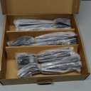 Alata Cube 45-Piece Forged Stainless Steel Flatware Set Cutlery Set with Utensil-Serving Set, Silverware Set Service for 8, Matte Satin Polished, Dishwasher Safe (Black)