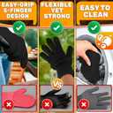 Heat Resistant Gloves Aramid Oven Gloves with Fingers for Cooking, BBQ Gloves with Cotton Lining, Non-Slip, 9.45"x3.94" Kitchen Mitts for Baking & Frying, Grilling Accessories, One Size