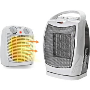 Comfort Zone Fan-Forced Electric Personal Indoor Space Heater. Adjustable Thermostat & Indoor Portable Ceramic Electric Space Heater