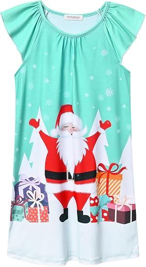 Girl Nightgowns Christmas Pajamas Xmas Pjs Kids 8-9 Years Santa Claus Xmas PJs