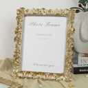 Cuspin 8x10 Picture Frame Vintage Gold Frames, Elegant Photo Frame with Glass Front, Palm Leaves Textured Hand-Crafted Resin Frame for Wall and Tabletop Display Home Decor