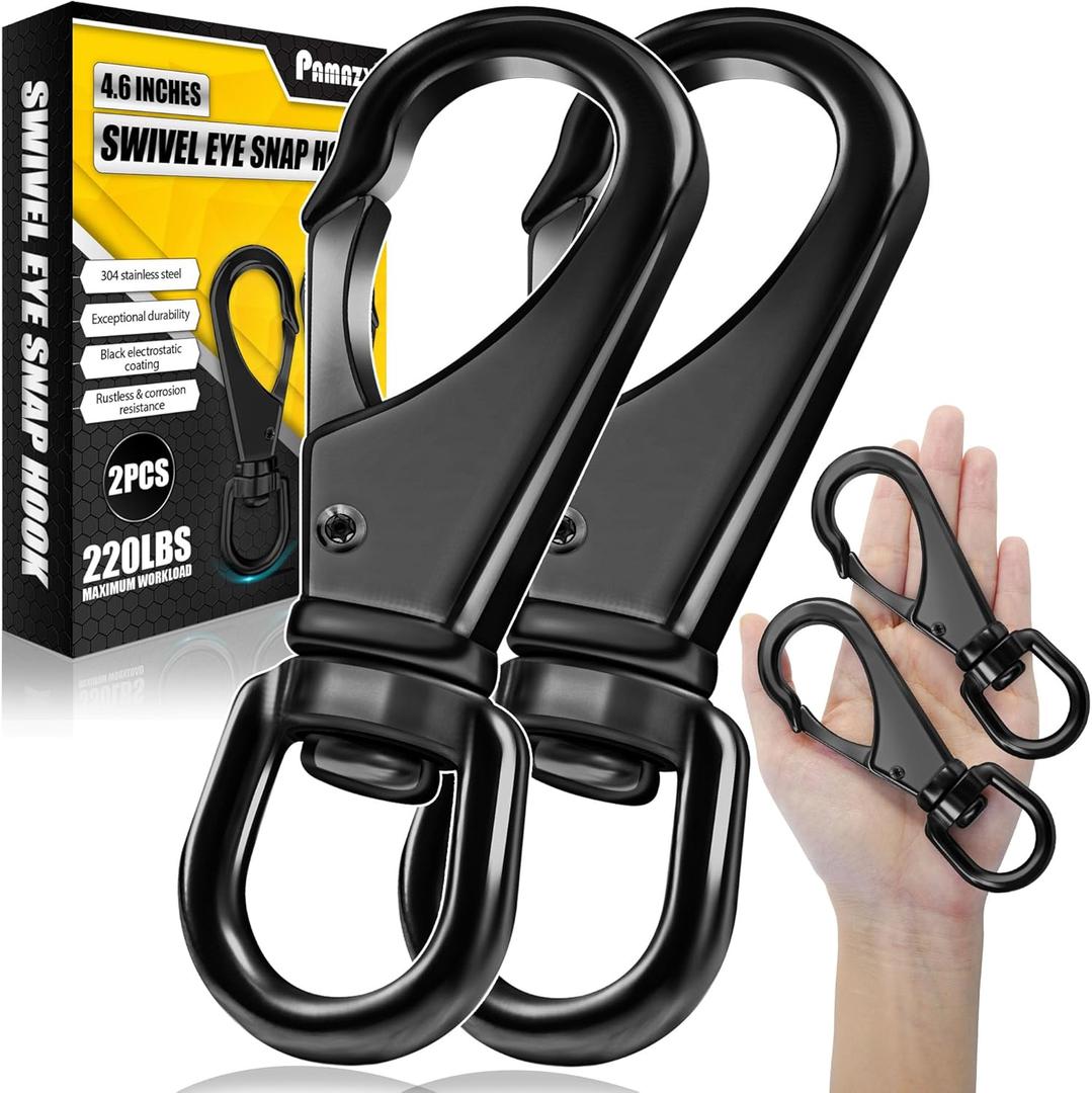 [Extra Sturdy] 2Pcs 4.6 Stainless Steel Swivel Eye Snaps, 220 LBS Capacity Heavy Duty Flag Clips, Multipurpose Swivel Clips, Great for Marine, Sports, Luggage, Pets, Swings, Keychains