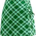 Auplus Womens Mini Skirt Basic Elastic Waist Casual Short Summer Skirts (Green, XXXL)