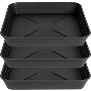 3 Pack Square Plant Saucer Tray 20 inch, Heavy Duty Plastic Plant Saucers for Indoors Outdoor, Flower Plant Drip Trays for Pots, Square Seed Starting Tray, Seedling Growing Trays