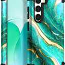 Hocase for Galaxy S24 Plus Case, Shockproof Heavy Duty Protection Soft Silicone Rubber Bumper+Hard Plastic Hybrid Protective Case for Samsung Galaxy S24 Plus (6.7") 2024 - Emerald Green