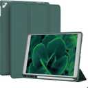 Case for iPad 6th/ 5th Generation 9.7 inch (2018/2017), iPad Air 2 & 1 (2014/2013), Protective Case with Pencil Holder, Auto Wake/Sleep Trifold Stand Cover for 6th Gen, Dark Green