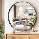Hasipu Round Black Mirror 24 Inch, Vanity Mirrors for Bathroom Metal Framed Non-Rusting Aluminum Alloy Round Mirrors, Modern Decor Surface Mount (24"L x 24"W, Black Round)