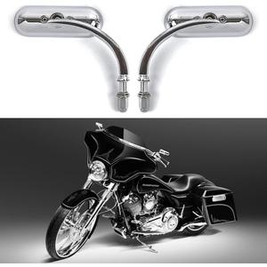Chrome Oval Shape Motorcycle Mirrors, Upgrade Rearview Motorcycle Mirrors Compatible with Harley Road King Softail Street Glide Electra Dyna And More