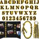 72 Pcs Glitter 2026 Graduation Letters Numbers Cardstock Shiny Crafts Alphabet with Adhesive Dots for Graduation Trifold Photo Board Grad Leis Homecoming Mums DIY Supplies(Black Gold)