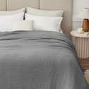 100% Cotton Muslin Blanket Twin XL 66" x 90", Breathable and Cooling Bed Blankets, Soft Boho Coverlet Bedspread, Gauze Bedding for Adults All Season, Grey
