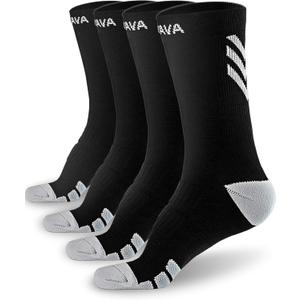Dovava Dri-tech Compression Crew Socks 15-20mmHg for Men & Women, Athletic Fit Running Nurses Flight Travel Pregnancy Edema Diabetic, Boost Ankle Calf Circulation, Large/ X-Large, Black (4 Pairs)
