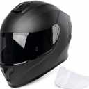 Orthrus Full Face Motorcycle Helmet for Adults Men & Women DOT Approved Motorbike Street Bike Racing Helmets with Tinted & Clear Visors (Matte Black, XX-Large)