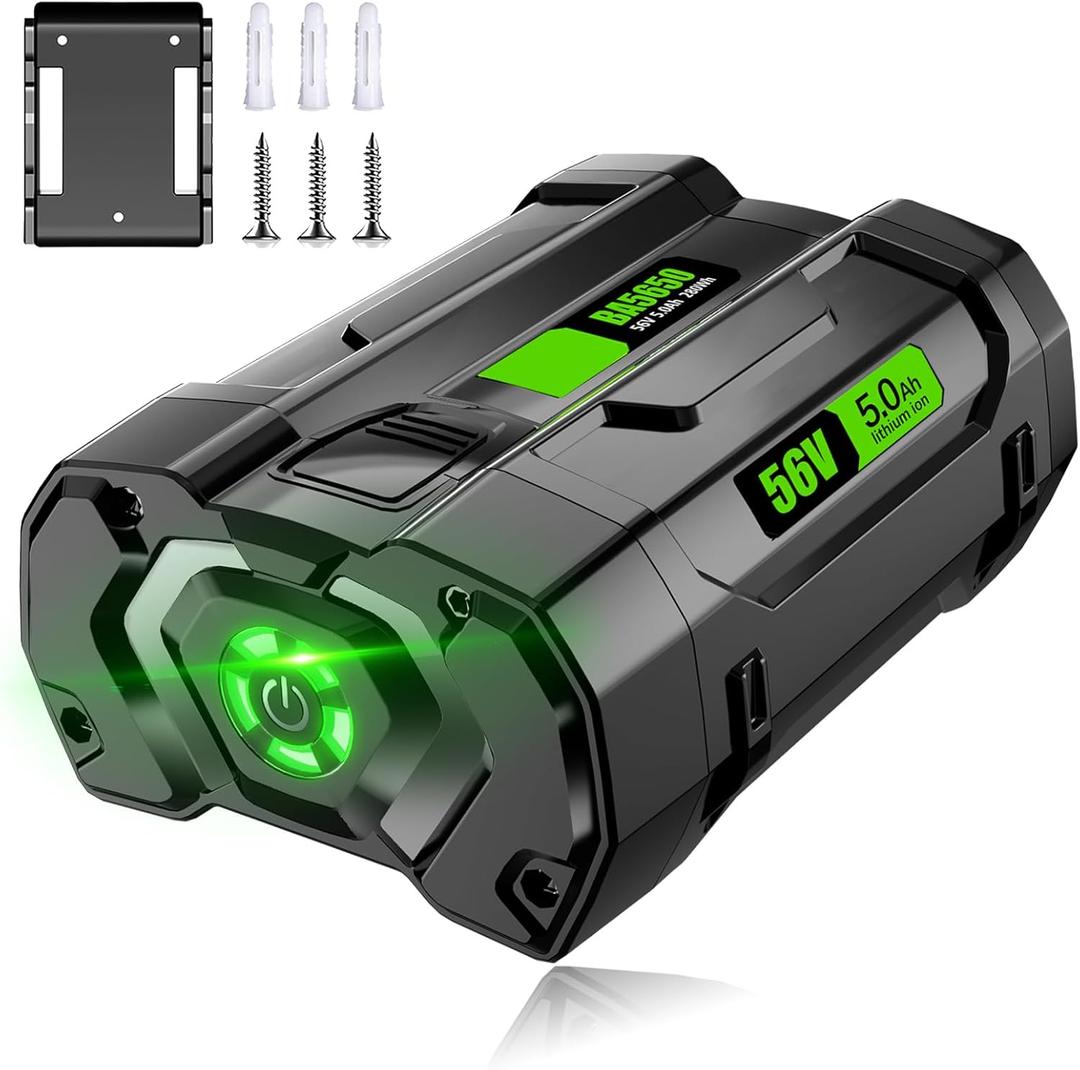 DSANKE 56V 5000mAh Lithium-Ion Batteries for EGO 56V Battery BA2800T, BA4200, BA1400  Compatible with EGO Power+ Tools ST1502LB CS1604 LB4800 LB6504 LB5804 HT2400  Includes Battery Holders