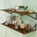 Fun Memories Floating Shelves for Wall, 12 Inch Deep Floating Shelves Set of 2, 36W x 12D Large Wall Shelf with Sturdy Metal Brackets for Living Room, Bathroom, Bedroom and Kitchen, Rustic Brown