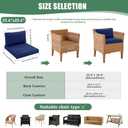 Patio Furniture Cushions Replacement, Outdoor Deep Seat Couch Cushion and Backrest Pillow with Waterproof Removable Cover for Sectional Sofa Set, 25.6 x 25.6 Inch, Navy