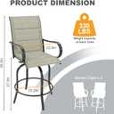 Outdoor Swivel Bar Stools Set of 2, Bar Height Patio Chairs with High Back & Armrest, All-Weather Textilene Fabric 360° Swivel Tall Barstools for Patio, Deck, Backyard, Garden