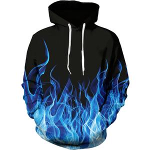 Ahegao Mens Hoodies Novetly Sweatshirts for Man 3D Graphics Pullover with Pockets (XL)