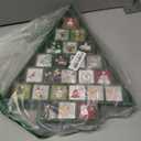 MorTime LED 24 Day Advent Calendar Decorated with 24 Storage Drawers, Green Wooden Countdown to Christmas Calendar