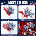 Nitial 2 Set 4th of July Artificial Flowers Memorial Day Red Blue White Picks Decor with Vase Patriotic Bouquets Arrangement Table Centerpieces for Fourth of July Home Office Table Decoration