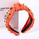 Halloween Pumpkin Ghost TRICK TREAT Headband Pearl Rhinestone Beaded Jeweled Knotted Wide Headband Halloween Makeup Costume