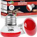 LUCKY HERP Infrared Heat Lamp, 25W Reptile Heat Lamp 2 Pack Red Heat Lamp Bulbs, Infrared Basking Spot Heat Light Bulb, Amphibians Heat Lamp Bulbs for Reptile, Geckos, Snakes, Lizard, Turtle