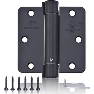 Self Closing Hinge 3 "x 3 " Adjustable 3 1/2 Inch Matte Black Auto Close Spring Hinges Door Closer Hinge 1/4" Radius Corner for Commercial Grade Auto Self-Closing 3 Pieces