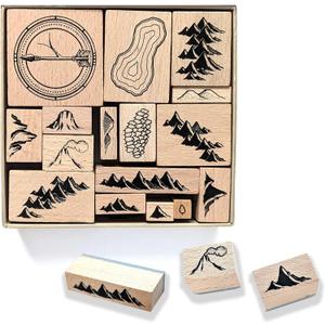 Lord Of Maps Fantasy Map-Making Stamp Kit 16-Piece Rubber Stamp Set for TTRPG, World Building, Battle Maps, Journaling, Arts & Crafts - Mountains, Hills, Volcano, Lake, Compass Rose
