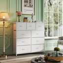 WLIVE 9-Drawer Dresser, Fabric Storage Tower for Bedroom, Hallway, Closet, Tall Chest Organizer Unit for Bedroom with Fabric Bins, Steel Frame, Wood Top, Easy Pull Handle, White