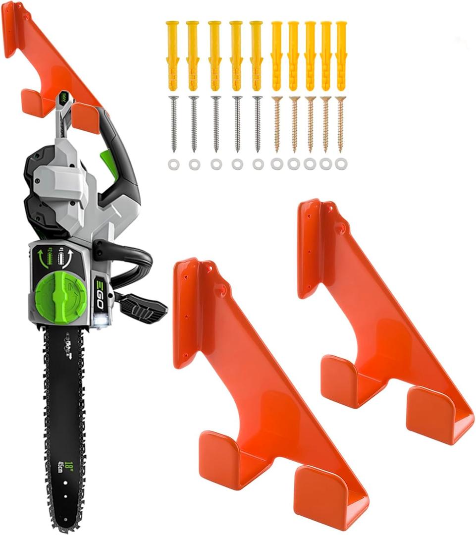 Chainsaw Holder, Chainsaw Hanger Wall Mount, Rust-Resistant Tool Hangers, Heavy-Duty Wall Organizers Rack for Garage Organization and Storage-200LB (2 Packs)