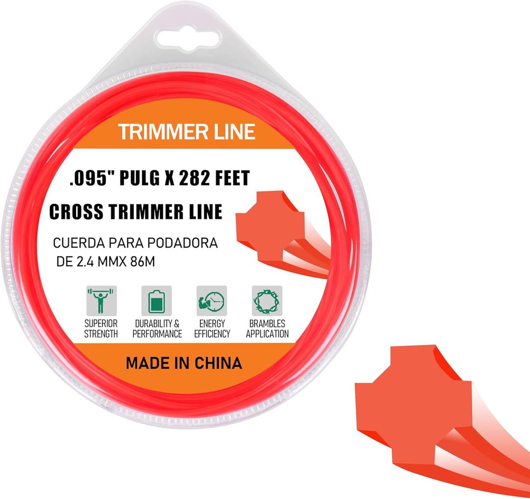 String Trimmer Line .095 in Dia for Echo String Trimmer 311095063 Cross-Fire Trimmer Line, for Medium to Heavy Grass and Weeds 282 Foot Length