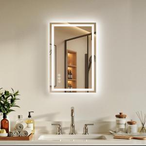 16X24 LED Bathroom Mirror with Lights, Anti-Fog, Backlit + Front Lit, Lighted Bathroom Vanity Mirror for Wall, Memory Function, Dimmable, Tempered Glass, Shatter-Proof, ETL Listed