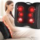 Boriwat Back Massager with Heat, Percussion & Shiatsu 2-in-1 Massager for Lower Back Pain Relief, 3D Deep Tissue Kneading Massage Pillow for Back, Waist, Leg, Foot Relax, Gifts for Women Men